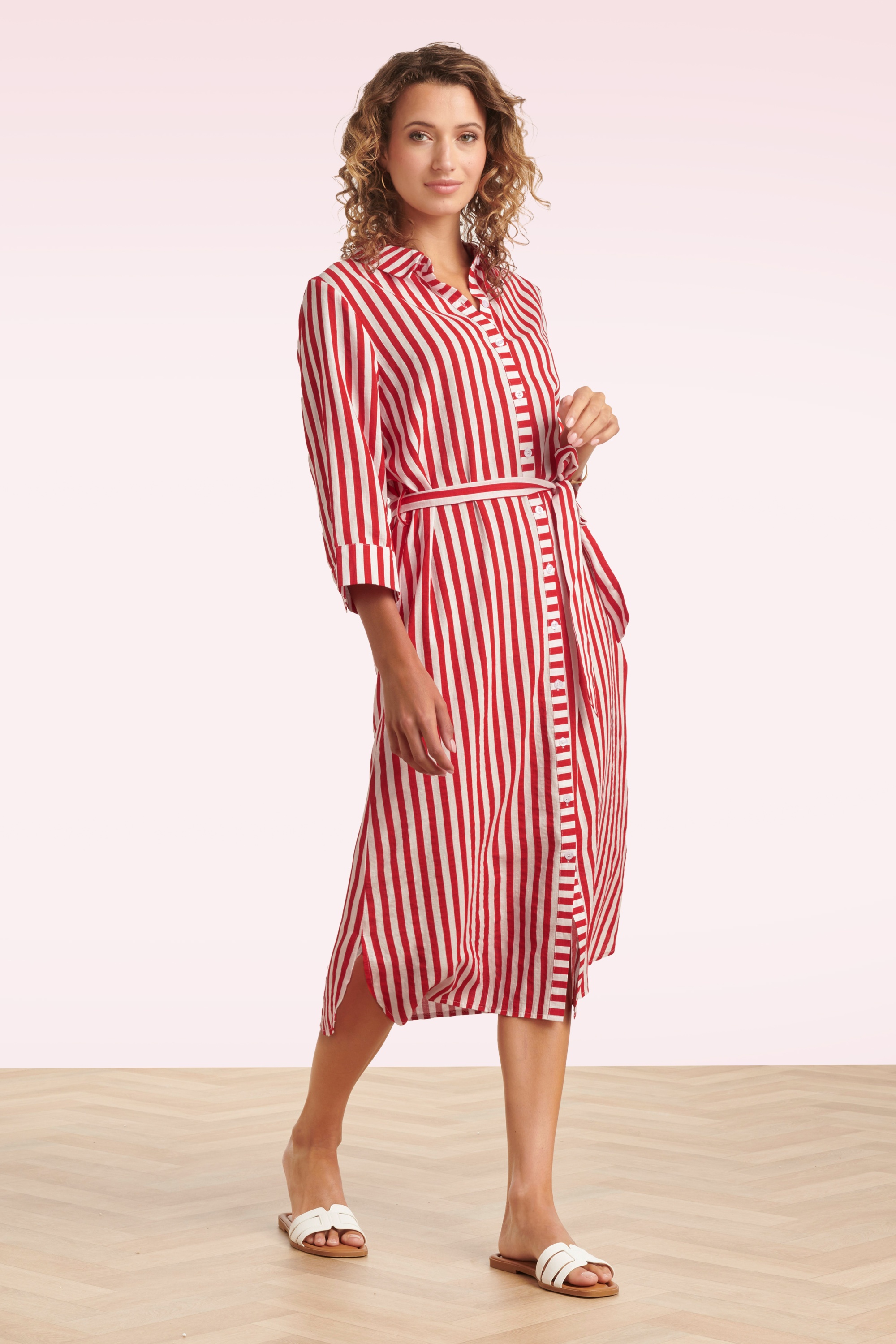 Smashed Lemon - Cosmic Candy midi jurk in rood en wit