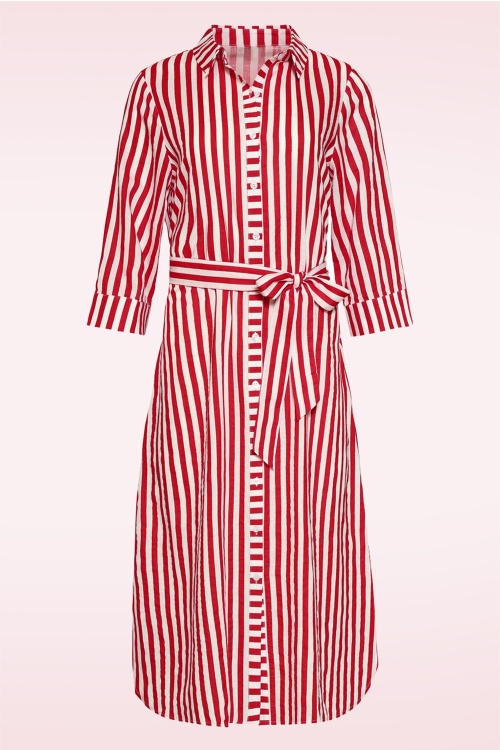 Smashed Lemon - Cosmic Candy midi jurk in rood en wit 2