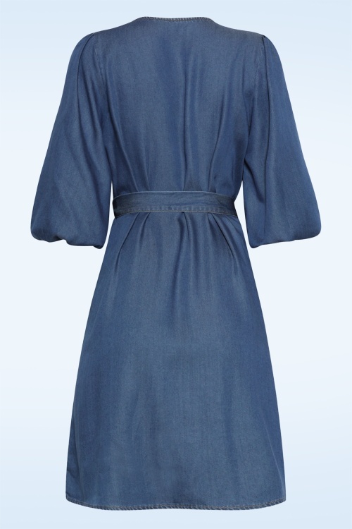 Smashed Lemon - Denim Daydream A-lijn jurk in blauw 4