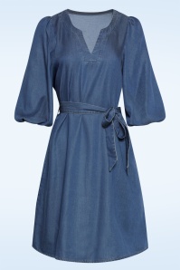 Smashed Lemon - Denim Daydream A-lijn jurk in blauw 2