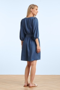 Smashed Lemon - Denim Daydream A-lijn jurk in blauw 3