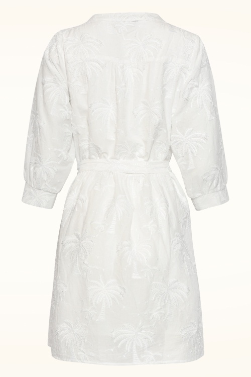 Smashed Lemon - Isla Palm geborduurde katoenen jurk in wit 4