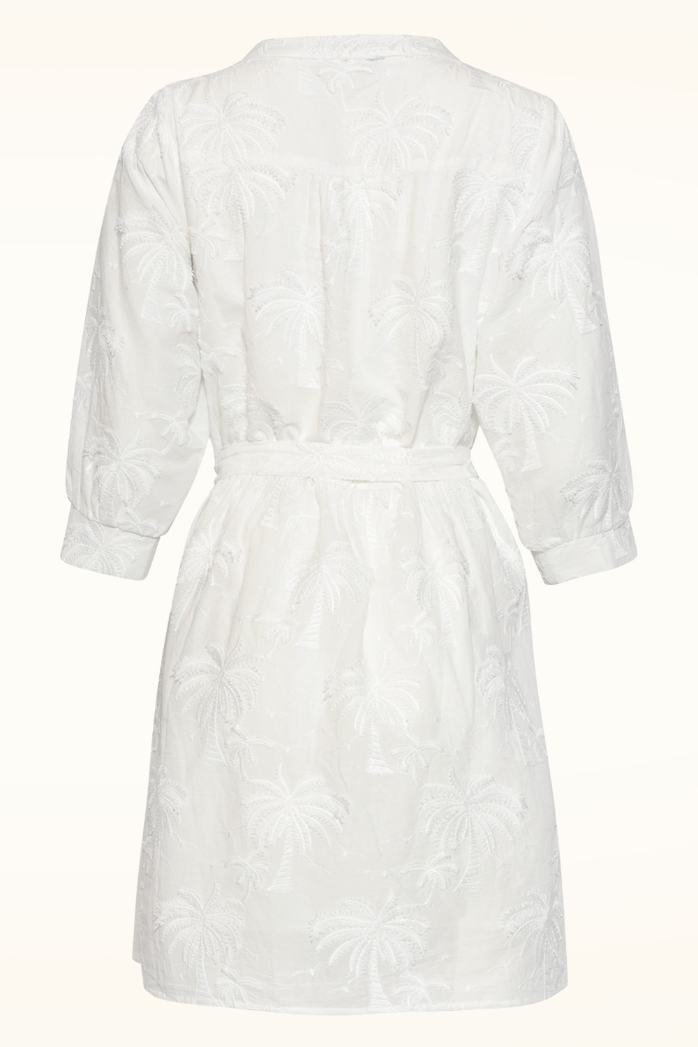 Smashed Lemon - Isla Palm geborduurde katoenen jurk in wit 4