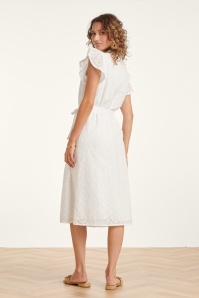 Smashed Lemon - Ophelia broderie anglaise katoenen jurk in wit 3