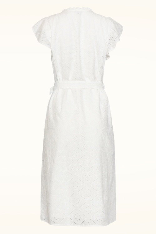 Smashed Lemon - Ophelia broderie anglaise katoenen jurk in wit 4