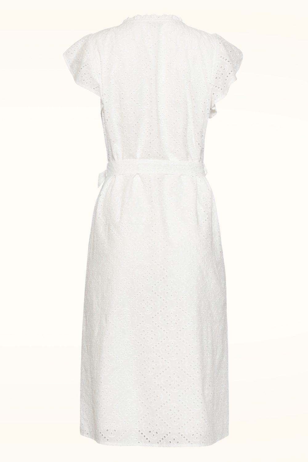 Smashed Lemon - Ophelia broderie anglaise katoenen jurk in wit 4