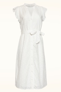Smashed Lemon - Ophelia broderie anglaise katoenen jurk in wit 2