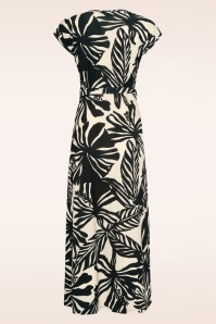 Smashed Lemon - Graphic Groove midaxi jurk in gebroken wit en zwart 4