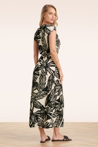 Smashed Lemon - Graphic Groove midaxi jurk in gebroken wit en zwart 3
