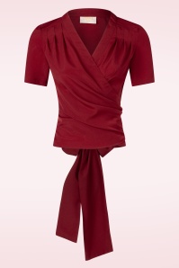 Topvintage Boutique Collection - Topvintage exclusive ~ Mila wikkeltop in bordeauxrood 2