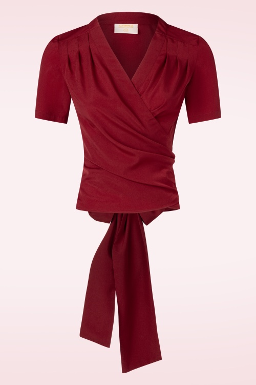Topvintage Boutique Collection - Topvintage exclusive ~ Mila wikkeltop in bordeauxrood 2