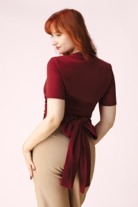 Topvintage Boutique Collection - Topvintage exclusive ~ Mila wikkeltop in bordeauxrood 4