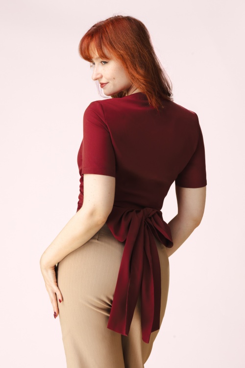 Topvintage Boutique Collection - Topvintage exclusive ~ Mila wikkeltop in bordeauxrood 4