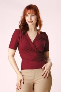 Topvintage Boutique Collection - Topvintage exclusive ~ Mila wikkeltop in bordeauxrood