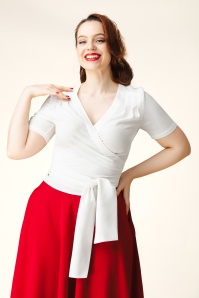 Topvintage Boutique Collection - Topvintage exclusive ~ Mila wikkeltop in wit 3