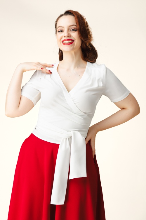 Topvintage Boutique Collection - Topvintage exclusive ~ Mila wikkeltop in wit 3