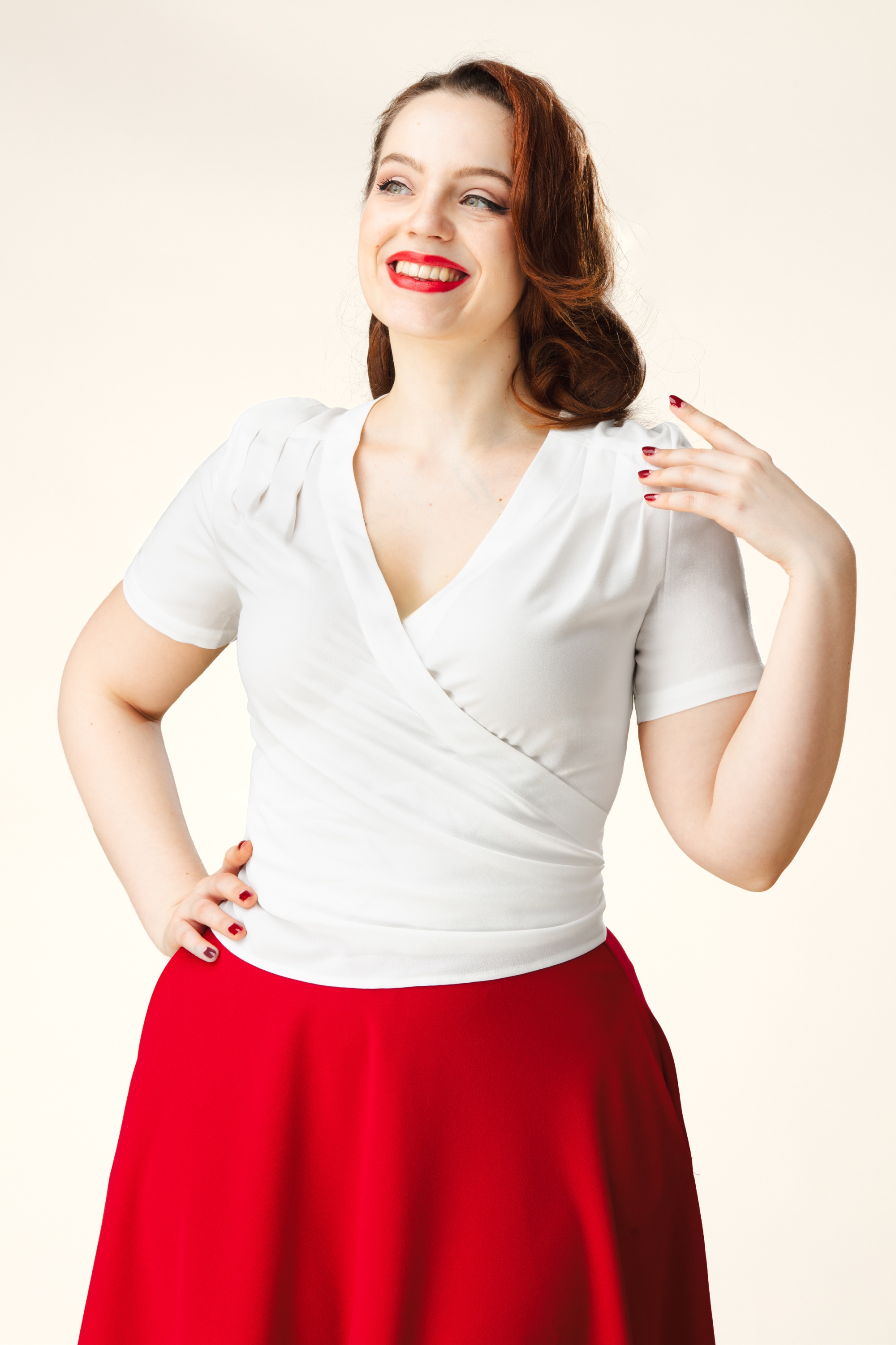 Topvintage Boutique Collection - Topvintage exclusive ~ Mila wikkeltop in wit