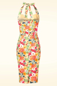 Topvintage Boutique Collection - Topvintage Exclusive ~ Betty Floral pencil jurk in geel 5