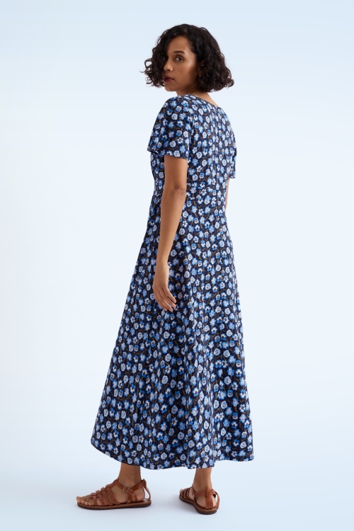 Seasalt - Chateaux katoenen midaxi jurk in Pressed Pansies Sail 3
