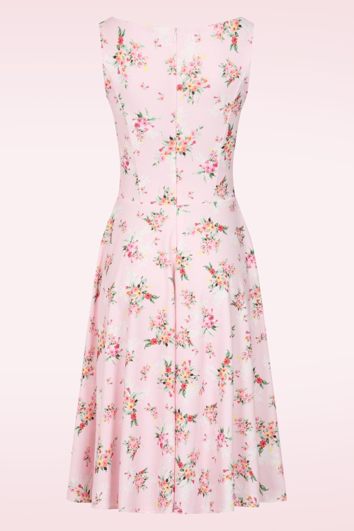 Vintage Chic for Topvintage - Topvintage Exclusive ~ Cindi Floral swing jurk in zachtroze  2