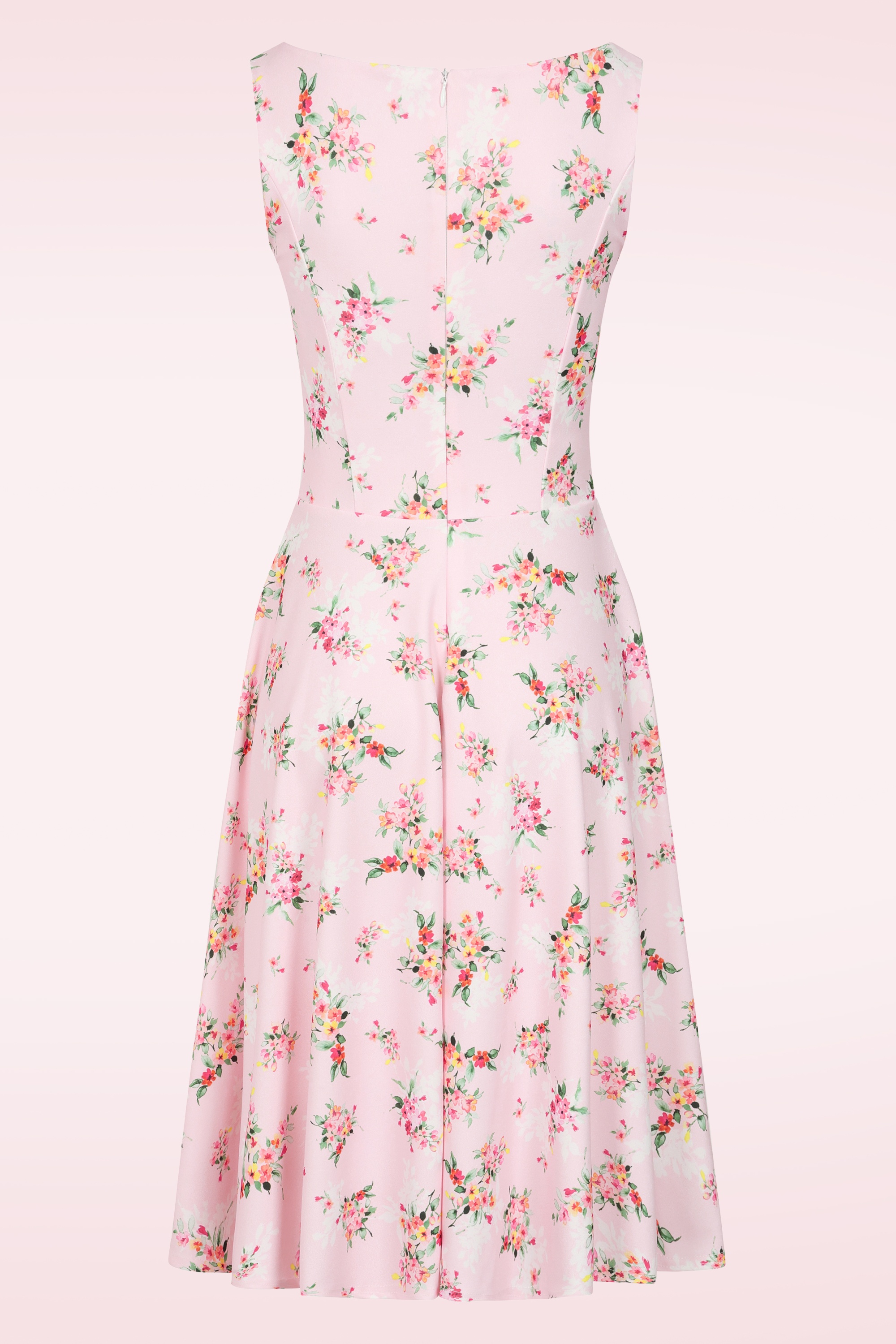 Vintage Chic for Topvintage - Topvintage Exclusive ~ Cindi Floral swing jurk in zachtroze  2