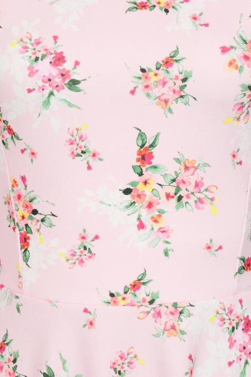 Vintage Chic for Topvintage - Topvintage Exclusive ~ Cindi Floral swing jurk in zachtroze  3