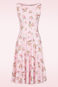 Vintage Chic for Topvintage - Topvintage Exclusive ~ Cindi Floral swing jurk in zachtroze 