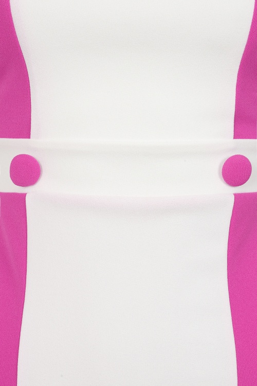 Vintage Chic for Topvintage - Topvintage exclusive ~ Carnaby Pop jurk in wit en felroze 3