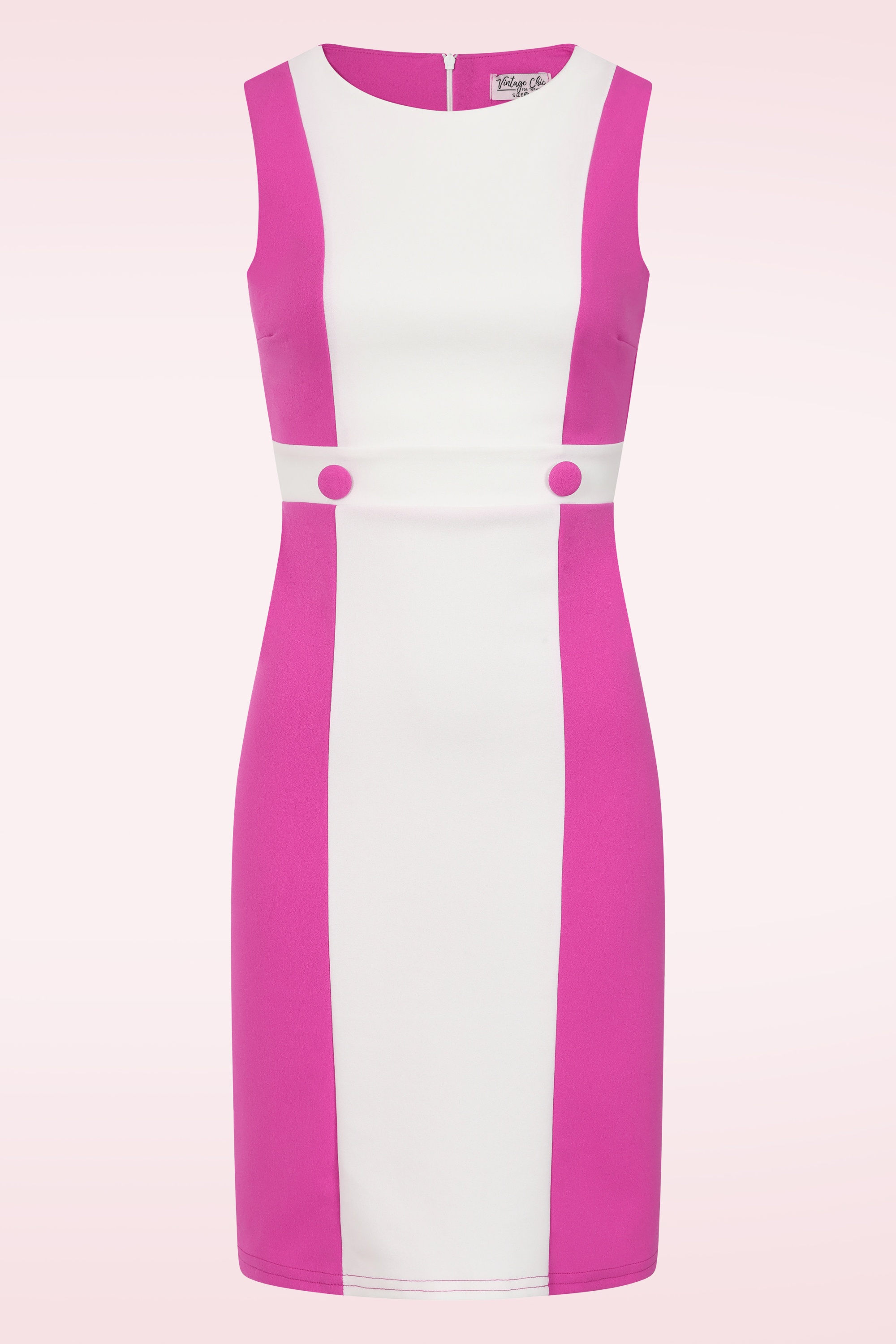 Vintage Chic for Topvintage - Topvintage exclusive ~ Carnaby Pop jurk in wit en felroze