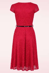 Vintage Chic for Topvintage - Topvintage exclusive ~ Carina Lace swing jurk in rood 2