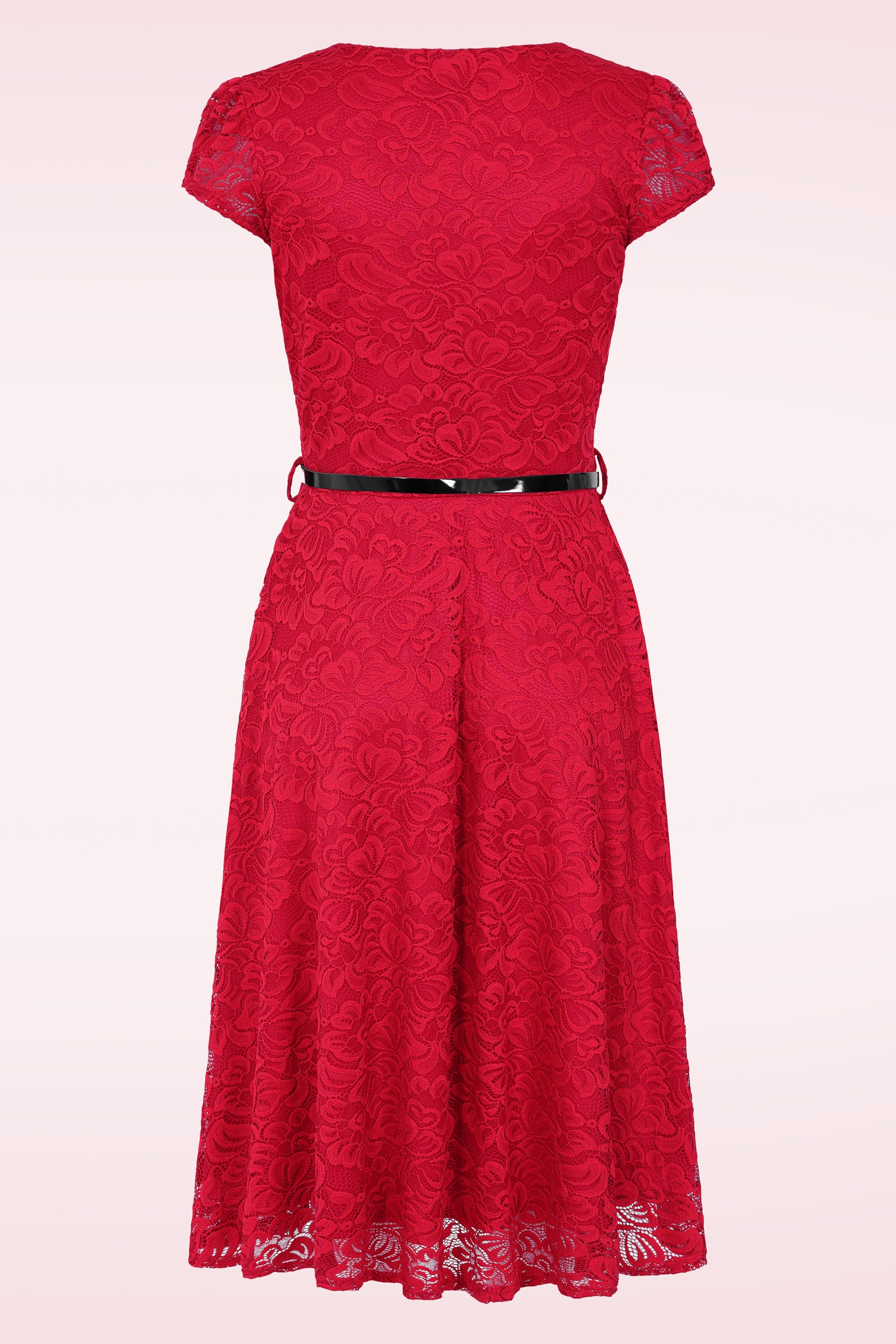 Vintage Chic for Topvintage - Topvintage exclusive ~ Carina Lace swing jurk in rood 2