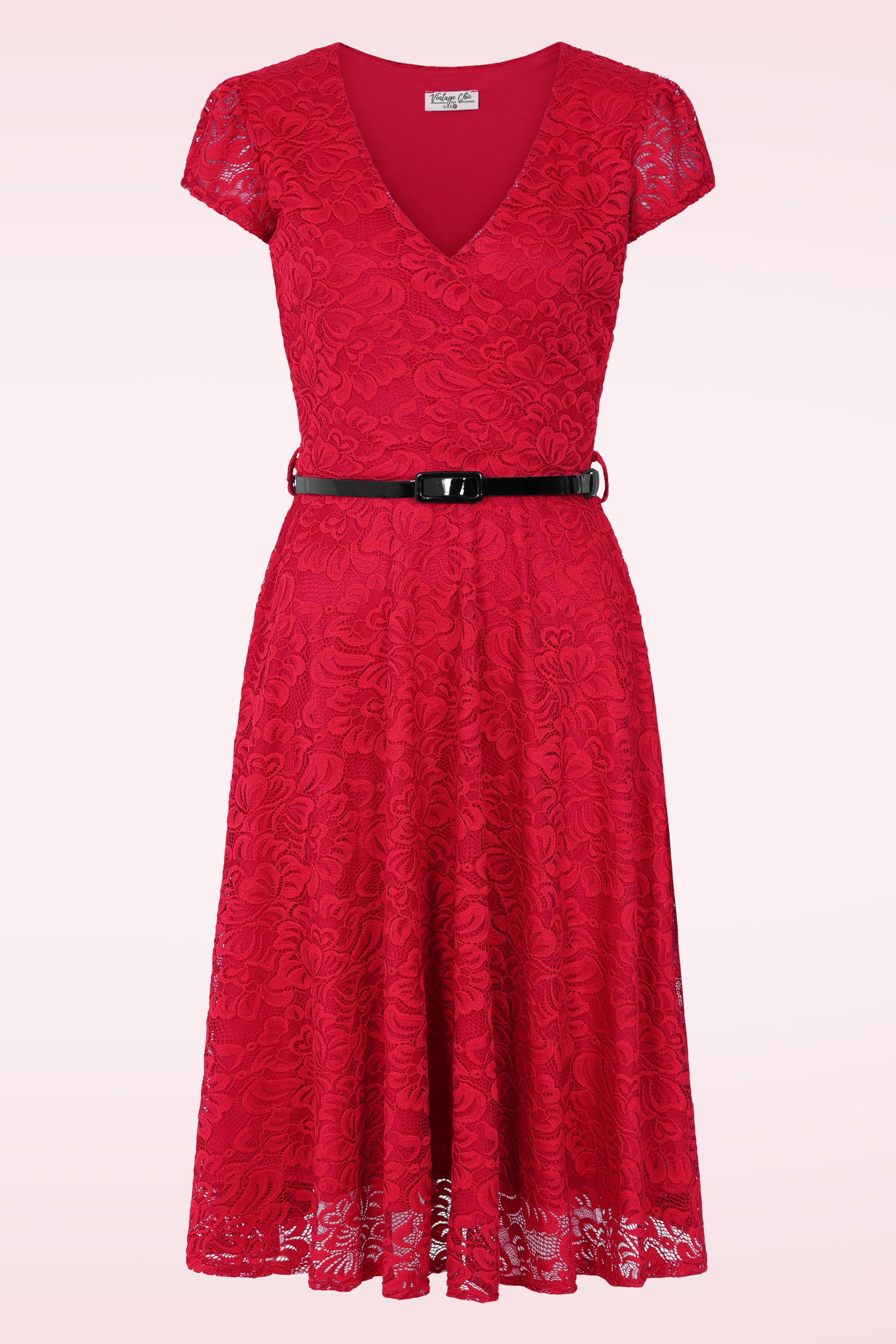 Vintage Chic for Topvintage - Topvintage exclusive ~ Carina Lace swing jurk in rood