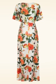 Vintage Chic for Topvintage - Topvintage exclusive ~ Scarlet Floral Slinky maxi jurk in gebroken wit 2