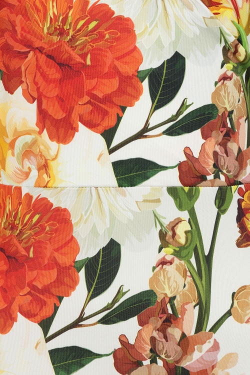 Vintage Chic for Topvintage - Topvintage exclusive ~ Scarlet Floral Slinky maxi jurk in gebroken wit 3