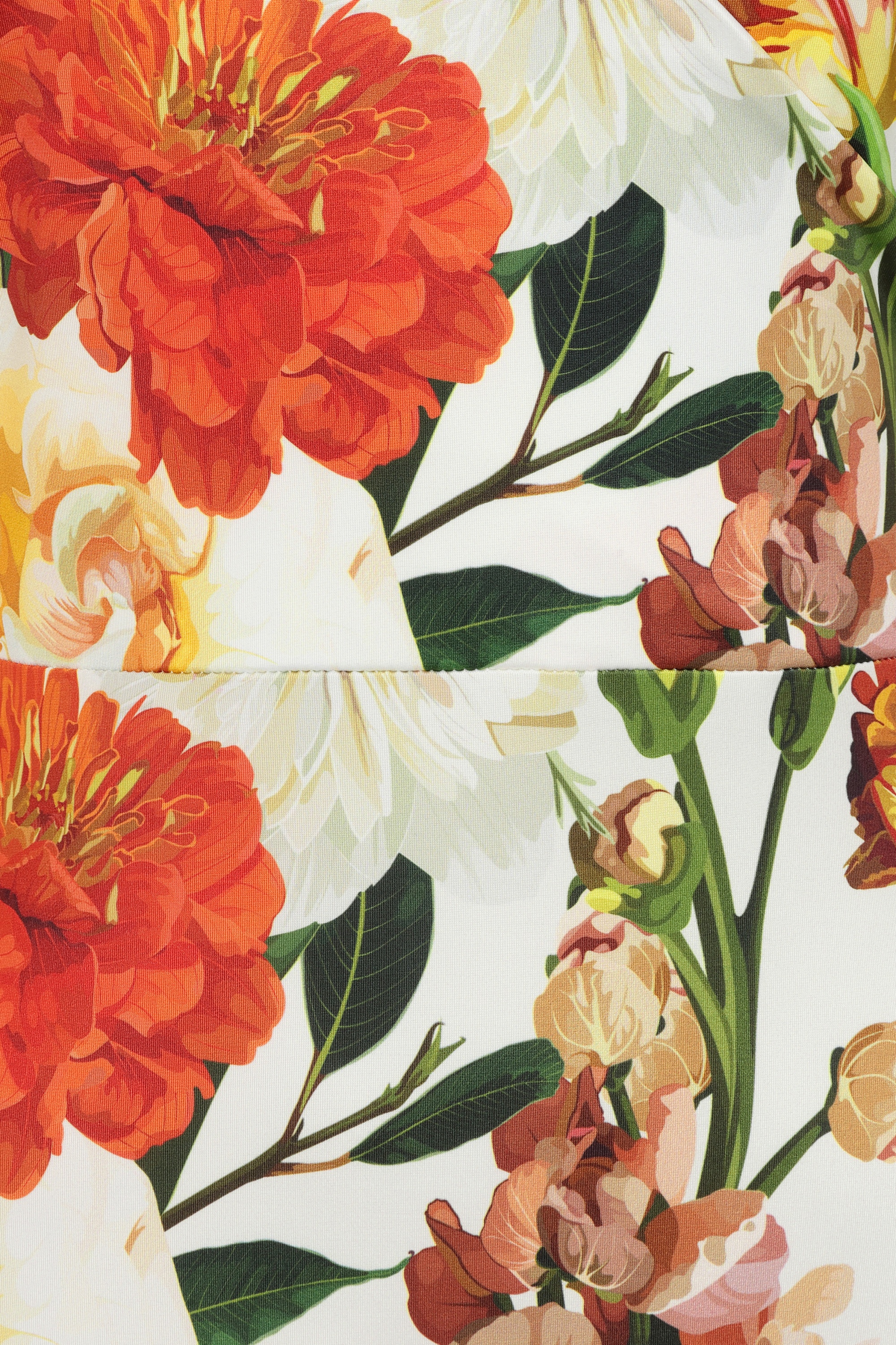 Vintage Chic for Topvintage - Topvintage exclusive ~ Scarlet Floral Slinky maxi jurk in gebroken wit 3