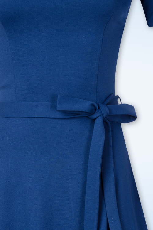 Very Cherry - Ballerina korte mouw jurk in koningsblauw 3