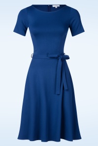 Very Cherry - Ballerina korte mouw jurk in koningsblauw