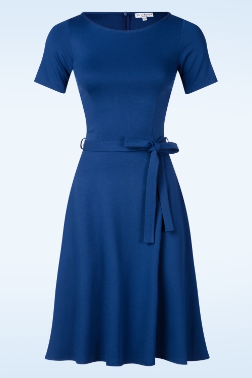 Very Cherry - Ballerina korte mouw jurk in koningsblauw