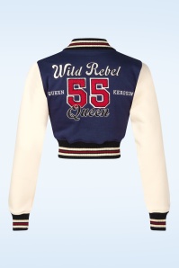 Queen Kerosin - Wild Rebel Queen cropped collegejack in donkerblauw 2