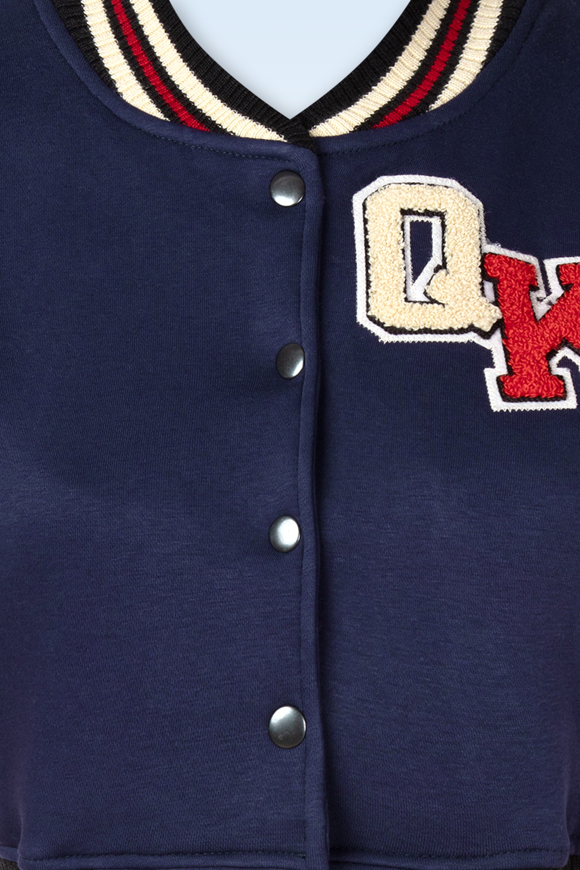 Queen Kerosin - Wild Rebel Queen cropped collegejack in donkerblauw 3