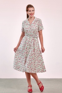 Banned Retro - Kate Cherry katoenen swing jurk in crème