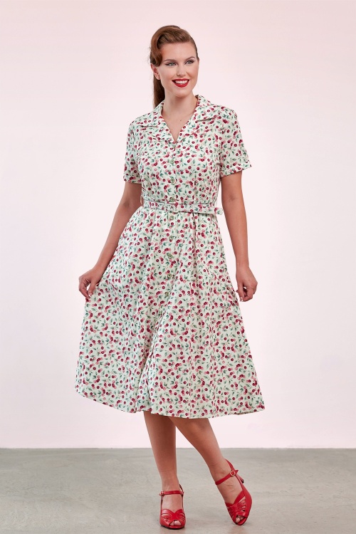 Banned Retro - Kate Cherry katoenen swing jurk in crème