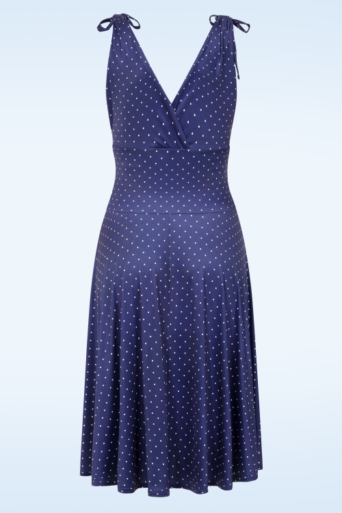 Vintage Chic for Topvintage - Topvintage Exclusive ~ Grecian pin dot jurk in marineblauw 3