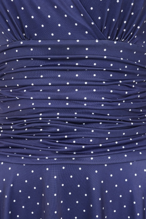 Vintage Chic for Topvintage - Topvintage Exclusive ~ Grecian pin dot jurk in marineblauw 2