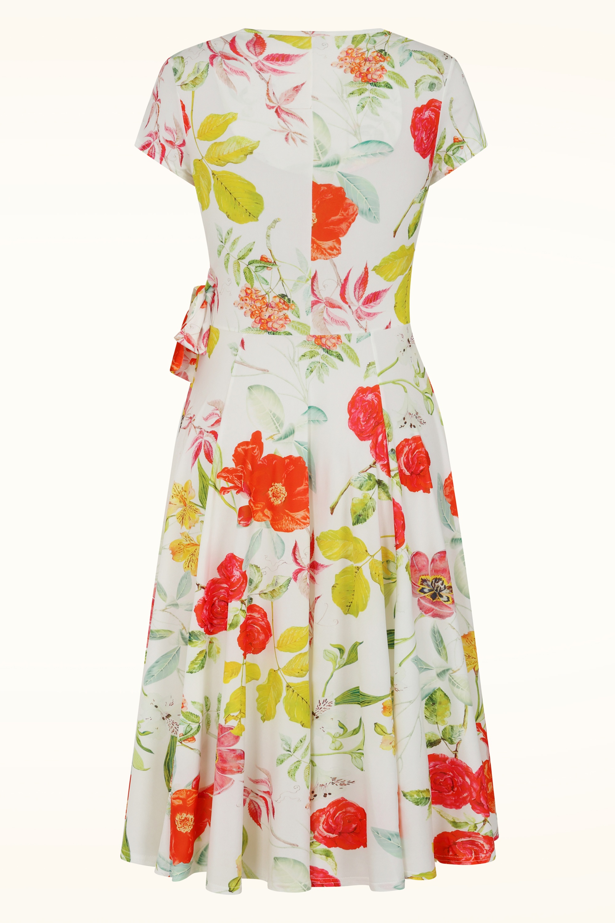 Vintage Chic for Topvintage - Topvintage exclusive ~ Layla floral cross over jurk in wit en multi 3