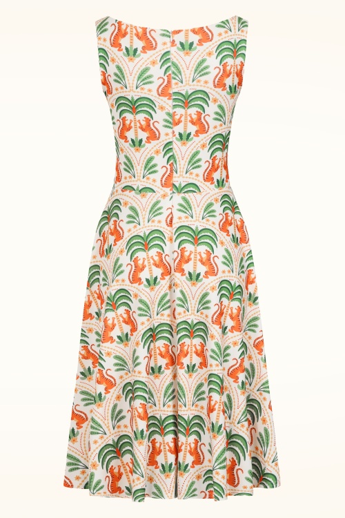 Vintage Chic for Topvintage - Topvintage exclusive ~ Cindi Flower Tiger swing jurk in gebroken wit 3