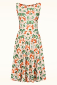 Vintage Chic for Topvintage - Topvintage exclusive ~ Cindi Flower Tiger swing jurk in gebroken wit