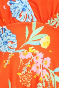 Vintage Chic for Topvintage - Topvintage exclusive ~ Miley Oriental Flower swing jurk in oranje 2