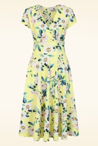 Vintage Chic for Topvintage - Topvintage exclusive ~ Miley Flower swing jurk in citroengeel