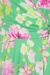 Vintage Chic for Topvintage - Topvintage exclusive ~ Layla floral cross over jurk in groen en multi 2